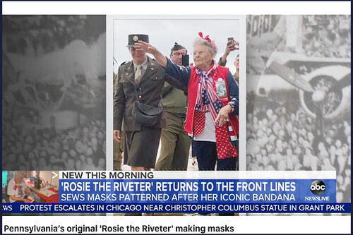 'Rosie the Riveter' back on the job making masks to prevent spread of COVID-19