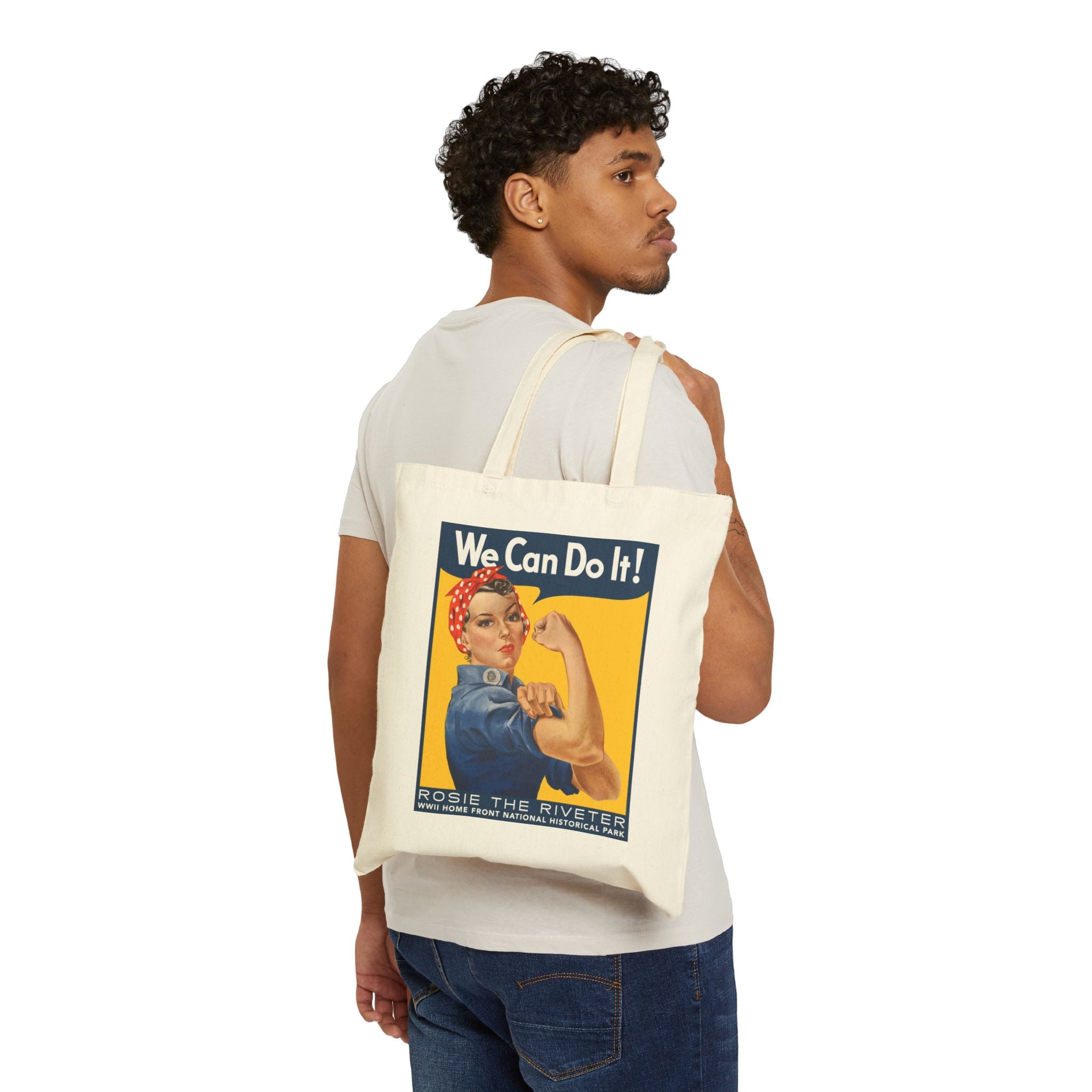 We Can Do It! Tote Bag — Vintage Rosie the Riveter Cotton Canvas Tote
