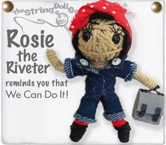 Rosie the Riveter Tan String String Doll Keychain