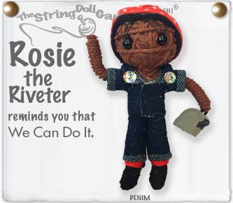 Rosie the Riveter Brown String String Doll Keychain