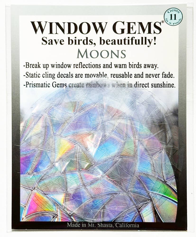 Moon Phases Window Suncatchers Prismatic Decals, Bird Safety