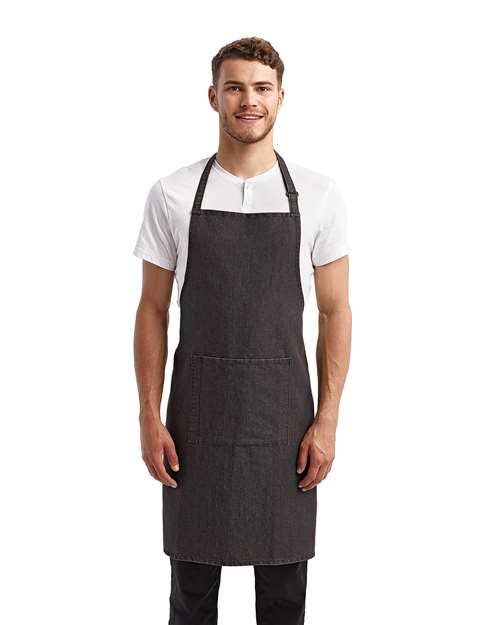 Artisan Collection by Reprime RP154 Recycled Pocket Bib Apron: Black Denim / One Size