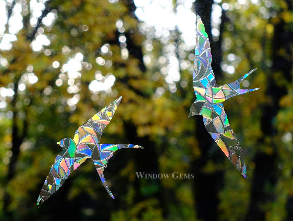 Swallows Window Clings - 7 Prismatic Bird Strike Prevention Decals
