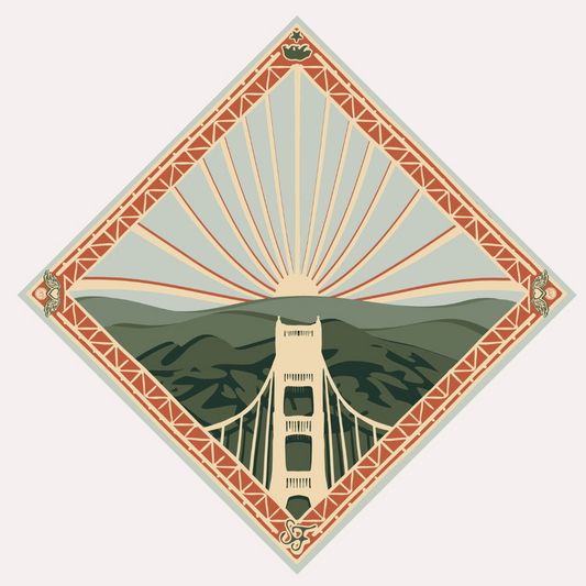 Soft Cotton Bandana with San Francisco Sunrise
