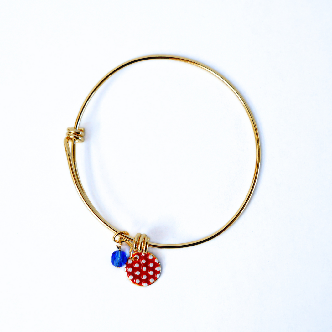 Polka Dot Charm Bangle Bracelet