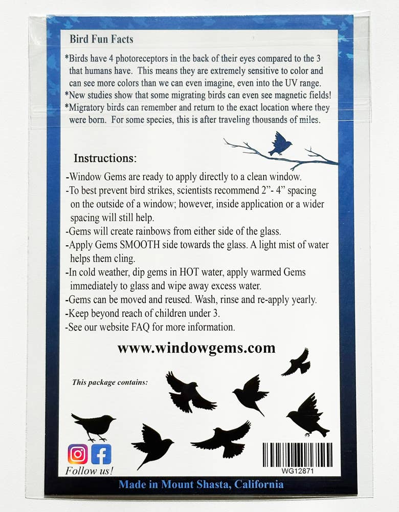 Bird Suncatcher Window Clings - Prismatic - Prevent Strikes