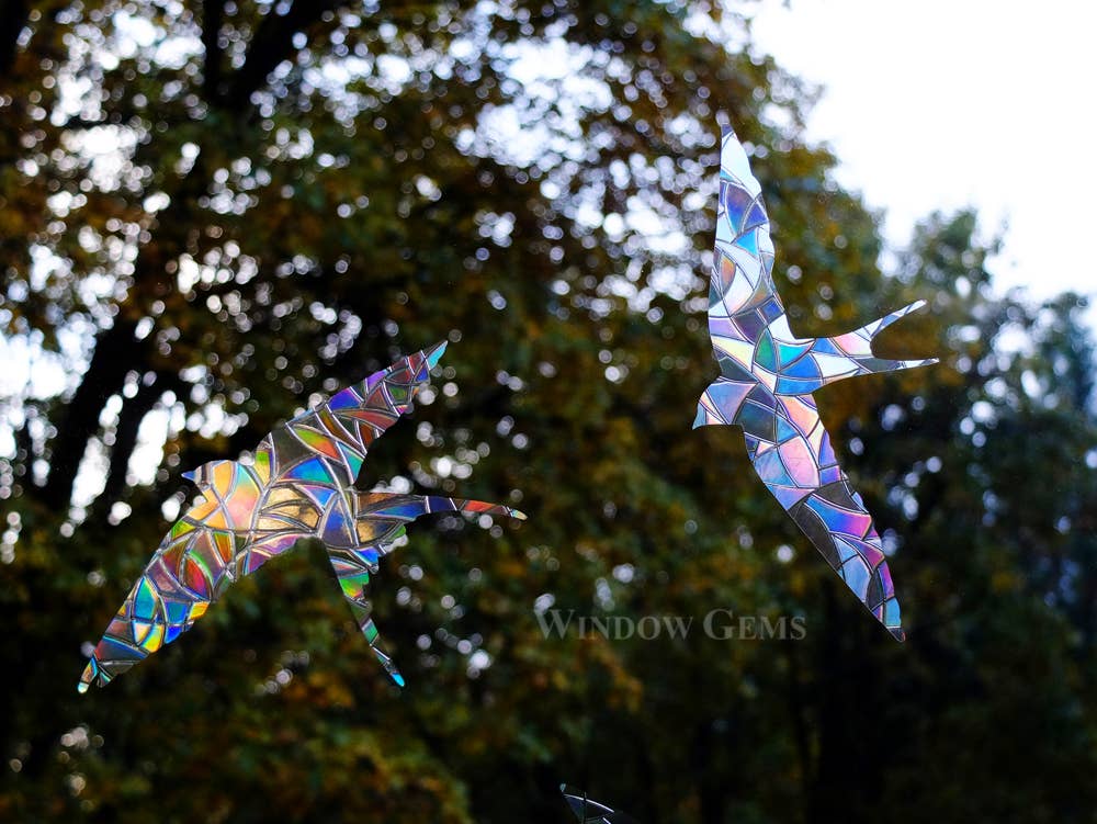 Swallows Window Clings - 7 Prismatic Bird Strike Prevention Decals