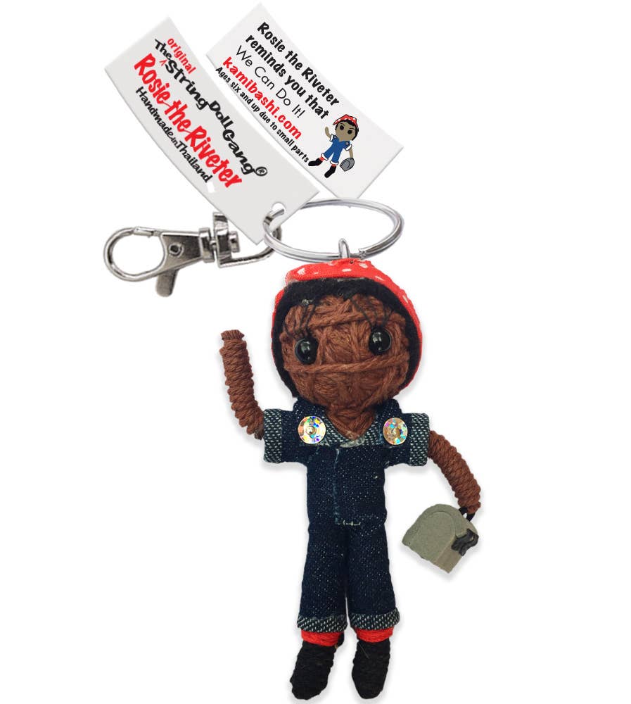 Rosie the Riveter Brown String String Doll Keychain