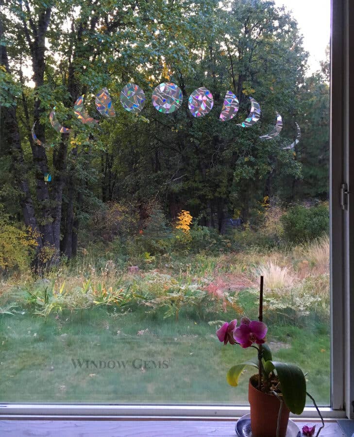 Moon Phases Window Suncatchers Prismatic Decals, Bird Safety