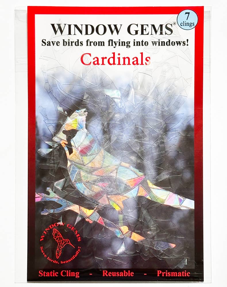 Cardinal Window Prismatic Decals - bird strike prevention