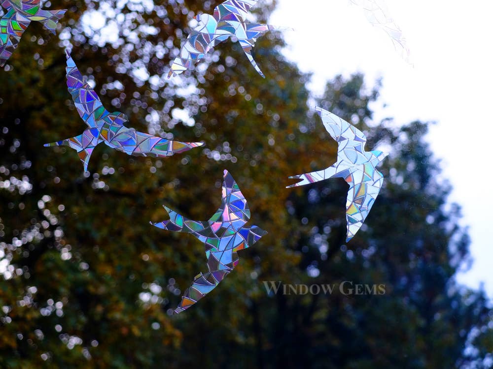 Swallows Window Clings - 7 Prismatic Bird Strike Prevention Decals