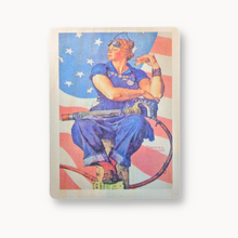 Load image into Gallery viewer, Wooden Postcard with Norman Rockwell&#39;s Rosie the Riveter
