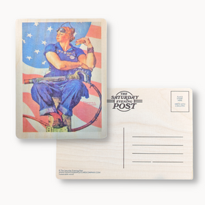 Wooden Postcard with Norman Rockwell's Rosie the Riveter